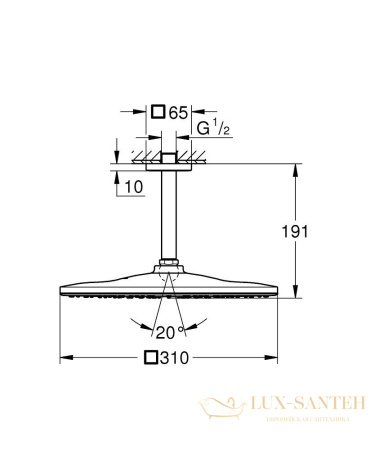 верхний душ 310 мм grohe rainshower 26566dc0, суперсталь