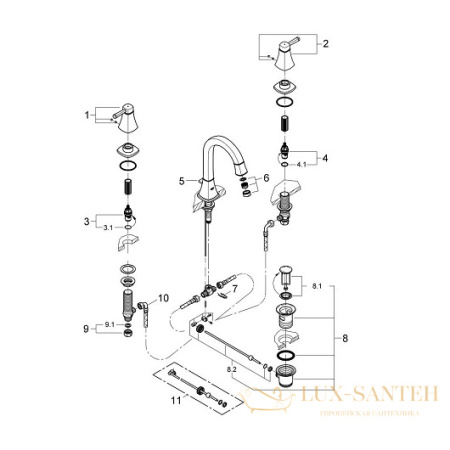 смеситель grohe grandera 20389ig0 для раковины, хром/золото