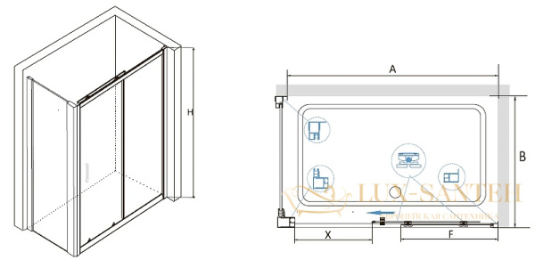 душевой уголок rgw classic 32094896-011 cl-48 160x90, профиль хром, стекло прозрачное