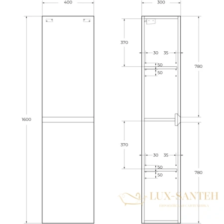 пенал cezares molveno molveno-1600-2a-sc-lb подвесной, legno bianco