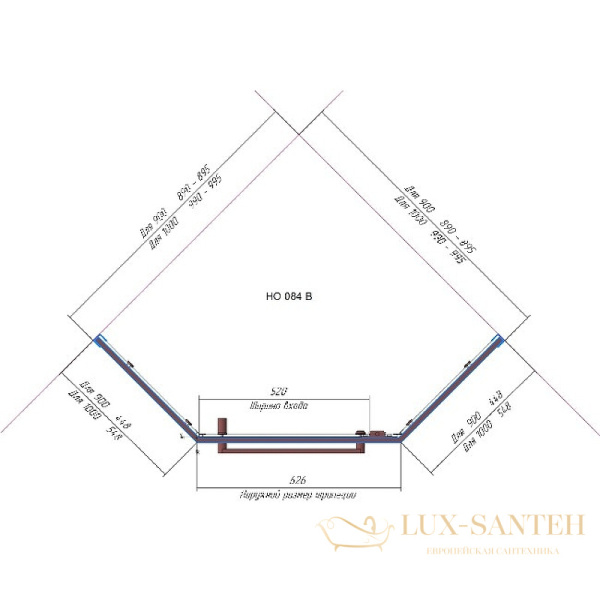 душевой уголок rgw hotel 350608499-25 ho-084-w 90х90, профиль белый, стекло матовое-сатинат