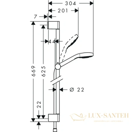 душевой гарнитур hansgrohe croma select e multi 26580400 белый/хром