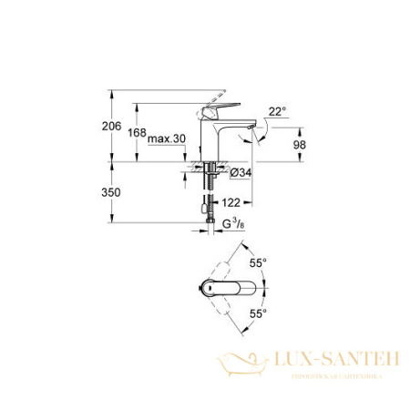 смеситель grohe eurosmart cosmopolitan 23326000 для раковины, хром