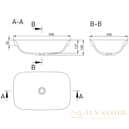 раковина salini marea 1802202m s-stone 59.8x39.8 см, белый