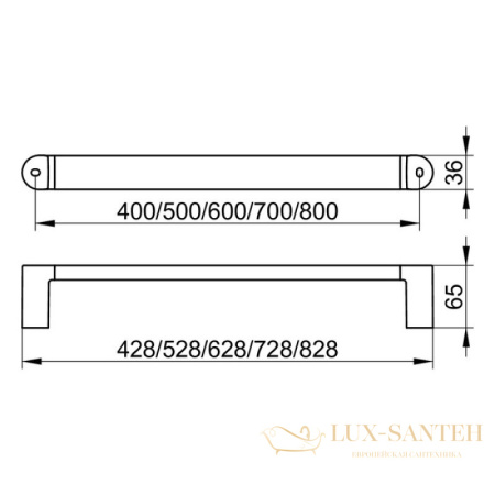 поручень для ванной keuco elegance 31601010500, 528 мм, для ванны и душа, для вертикального или горизонтального монтажа, латунь/хром