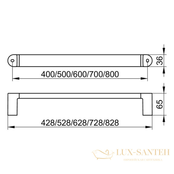 поручень для ванной keuco elegance 31601010400, 428 мм, для ванны и душа, для вертикального или горизонтального монтажа, латунь/хром