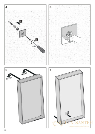 зеркало с подсветкой keuco plan, 33098292000, 650x700x105 мм, лакированный алюминий (инокс)