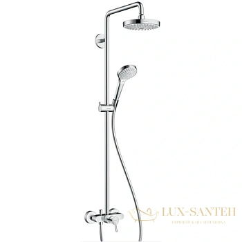 душевая стойка hansgrohe croma select s 27255400, showerpipe 180 2jet с однорычажным смесителем, белый/хром