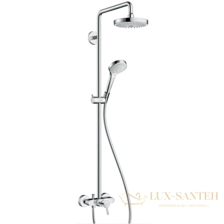 душевая стойка hansgrohe croma select s 27255400, showerpipe 180 2jet с однорычажным смесителем, белый/хром