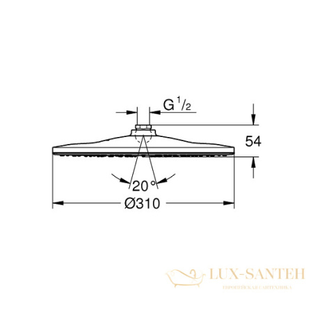 верхний душ grohe rainshower 310 mono 26561000, хром