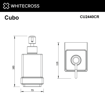 дозатор для жидкого мыла подвесной whitecross cubo cu2440cr, хром