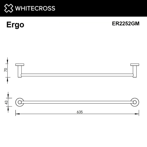 полотенцедержатель 600 мм. whitecross ergo er2252gm, оружейная сталь