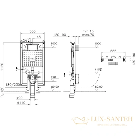 монтажный элемент vitra v8 768-5800-01 для подвесного унитаза 