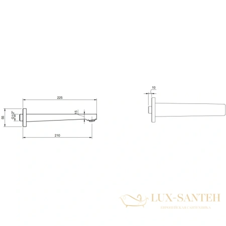 излив villeroy & boch architectura square tvt12500200061 для ванны 210 мм, хром