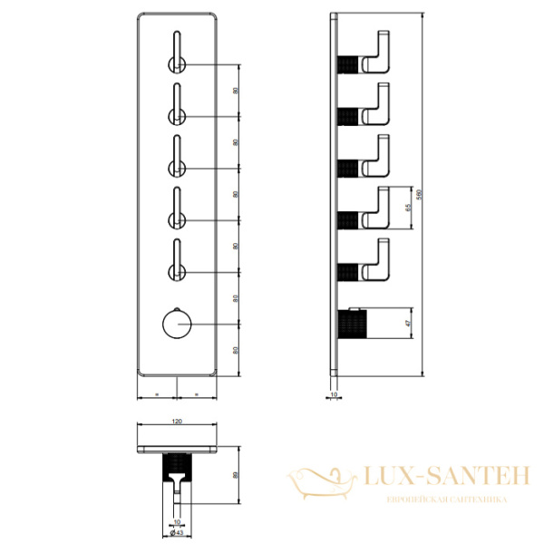 термостат gessi inciso 58210.246 для ванны, gold pvd