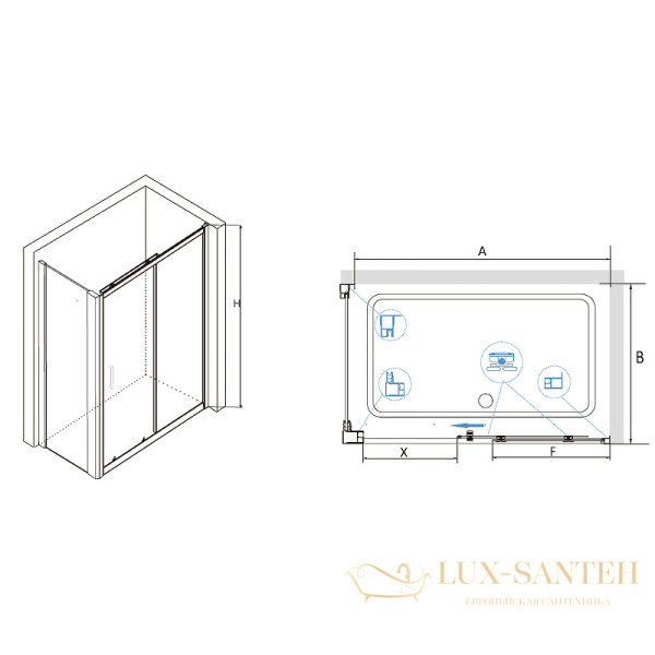 душевой уголок rgw classic 320948106-011 cl-48-1 160x100, профиль хром, стекло прозрачное