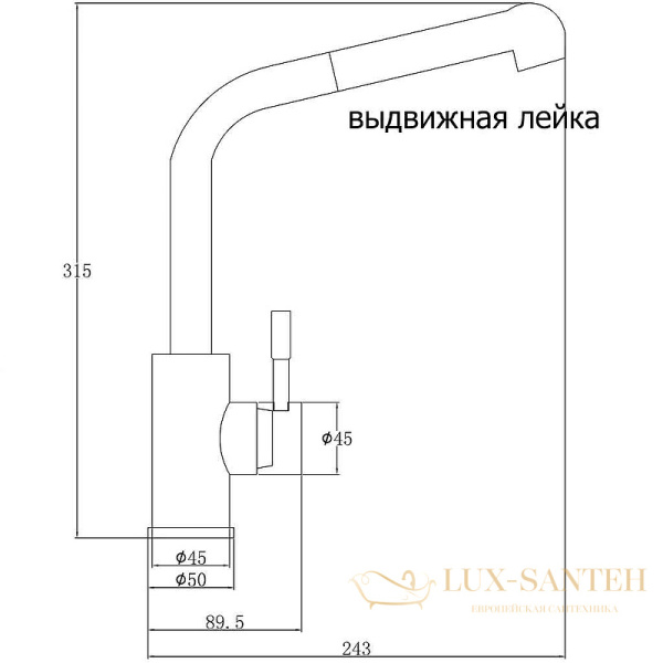 смеситель zorg steel hammer sh 5144 inox для кухни, нержавеющая сталь