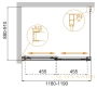 душевой уголок cezares tandem-soft-ah-2 tandem-soft-ah-2-120/90-c-cr-iv 120x90 см, стекло прозрачное