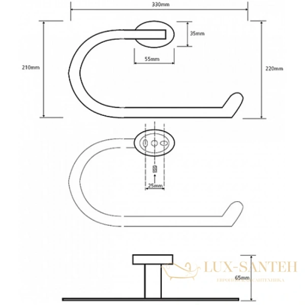 полотенцедержатель bemeta oval 118404061, хром