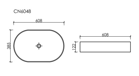 умывальник чаша накладная овальная белый матовый, ceramica nova element 600*385*122мм cn6048mw