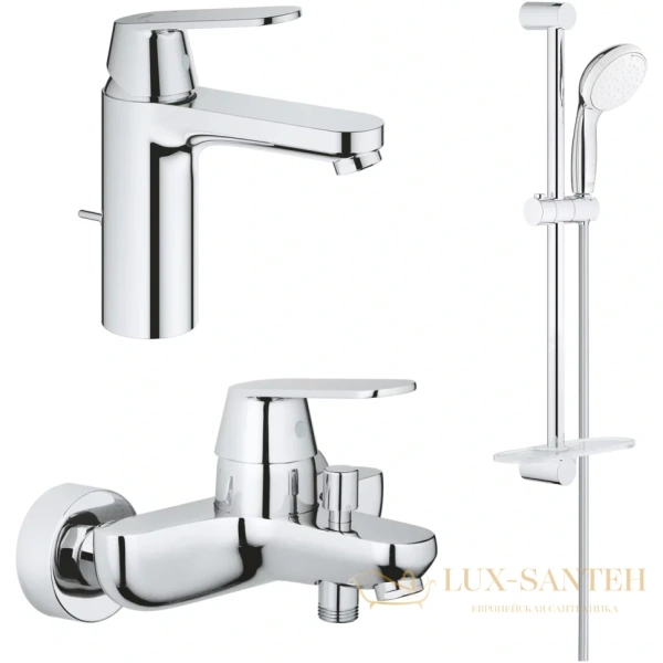 комплект смесителей grohe eurosmart cosmopolitan 1000179, для раковины, ванны с душевым гарнитуром