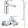 комплект смесителей grohe eurosmart cosmopolitan 1000179, для раковины, ванны с душевым гарнитуром