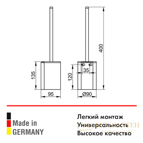 туалетный гарнитур настенный keuco plan, 14972170200, алюминий серебристый анодированный (e6 ev1)/черный