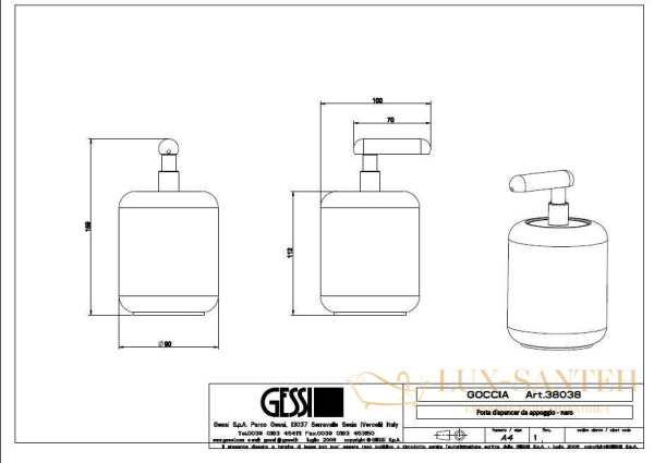 дозатор gessi goccia 38038.031, хром