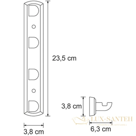 планка с крючками wasserkraft kammel k-8374w, белый