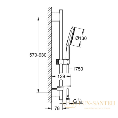 душевой гарнитур grohe rainshower smartactive 130 26546000, хром