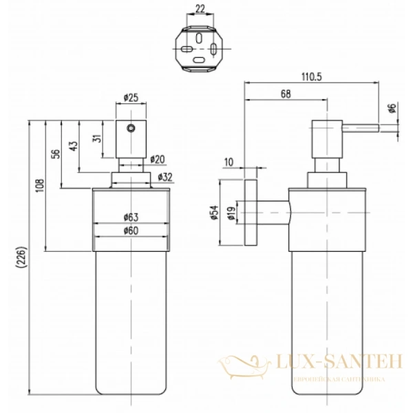 дозатор villeroy & boch elements-tender tva15100700061 230 мл, хром