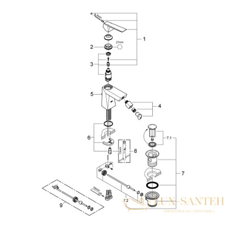 смеситель grohe allure brilliant 23117000 для биде, хром