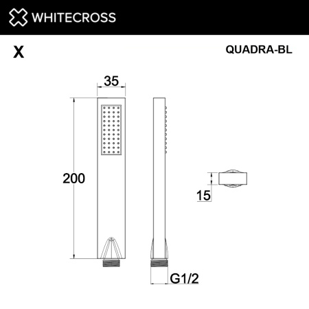 душевая лейка whitecross quadra-bl, черный мат