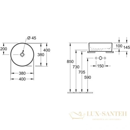 раковина villeroy & boch collaro 4a184001 40х40 см, альпийский белый