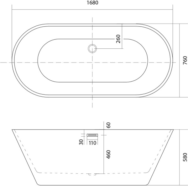 ванна акриловая aquatek хорса 168x76 aq-5776, отдельностоящая