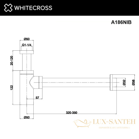 сифон для умывальника декоративный whitecross a186nib, брашированный никель