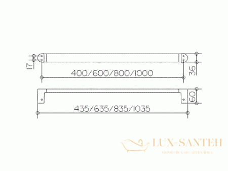 держатель для полотенец keuco elegance 11601011000, 1000 мм, подвесной, латунь/хром