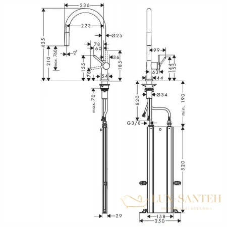 смеситель для кухни hansgrohe talis m54 72801670