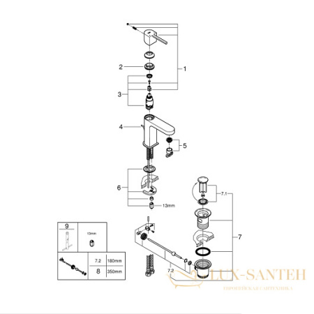 смеситель grohe plus 32612003 для раковины, хром