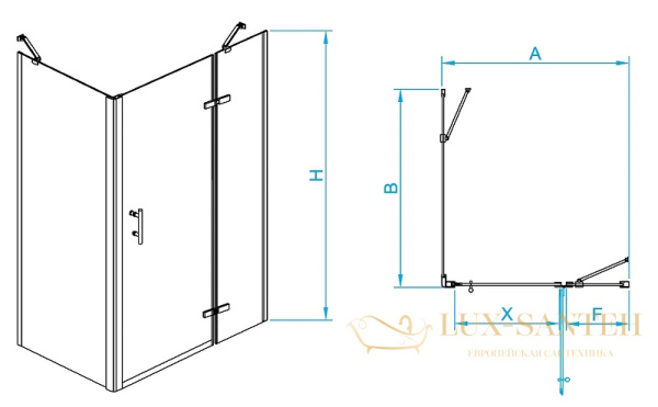 душевой уголок rgw passage 41087729-084r pa-77b r 120x90, профиль черный, стекло прозрачное