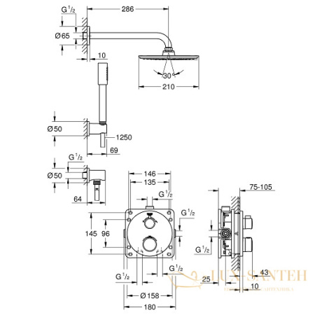 душевая система grohe grohtherm 34732000, хром