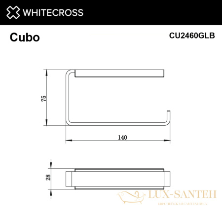 держатель туалетной бумаги whitecross cubo cu2460glb, брашированное золото