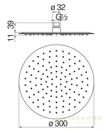 верхний душ nobili, ad139/120cr 30 см chrome, цвет хром