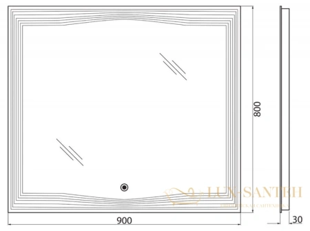 зеркало belbagno spc-lns-900-800-led-tch 90x80 см 