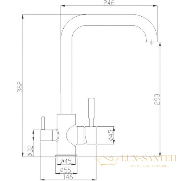 смеситель zorg steel hammer sh715satin для кухни, сатин