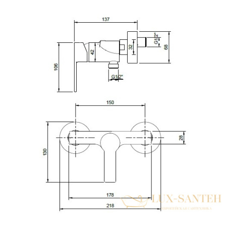 смеситель villeroy & boch architectura tvs10300100061 для душа, хром