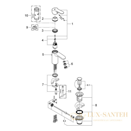 смеситель grohe eurostyle cosmopolitan 33552002 для раковины, хром