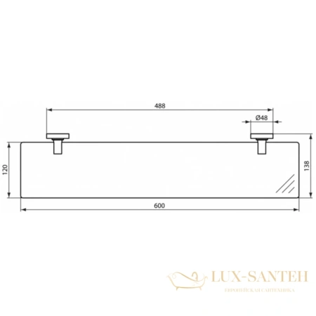 полка стеклянная ideal standard iom a9125aa 60 см, хром