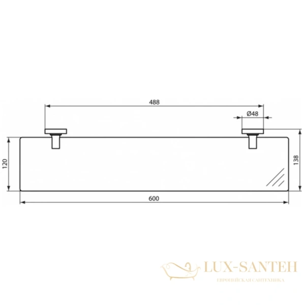 полка стеклянная ideal standard iom a9125aa 60 см, хром