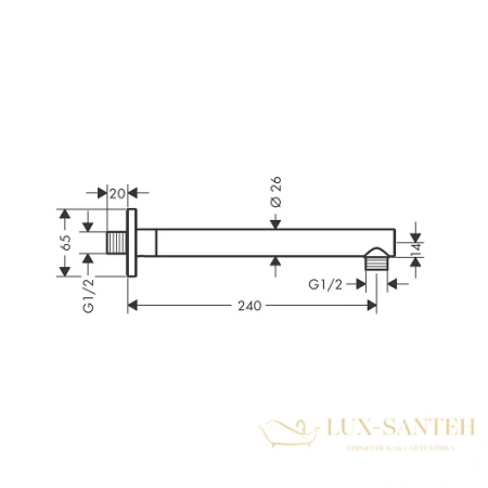 держатель верхнего душа 240 мм hansgrohe vernis shape 26405670 черный матовый